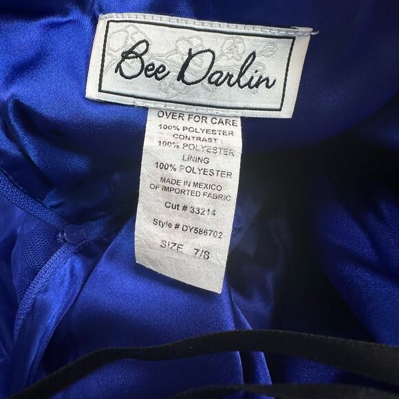 Bee Darlin Royal Blue Formal Gown Jewel/Sequin Sz 7/8 Strapless Prom/Wedding - Picture 6 of 7
